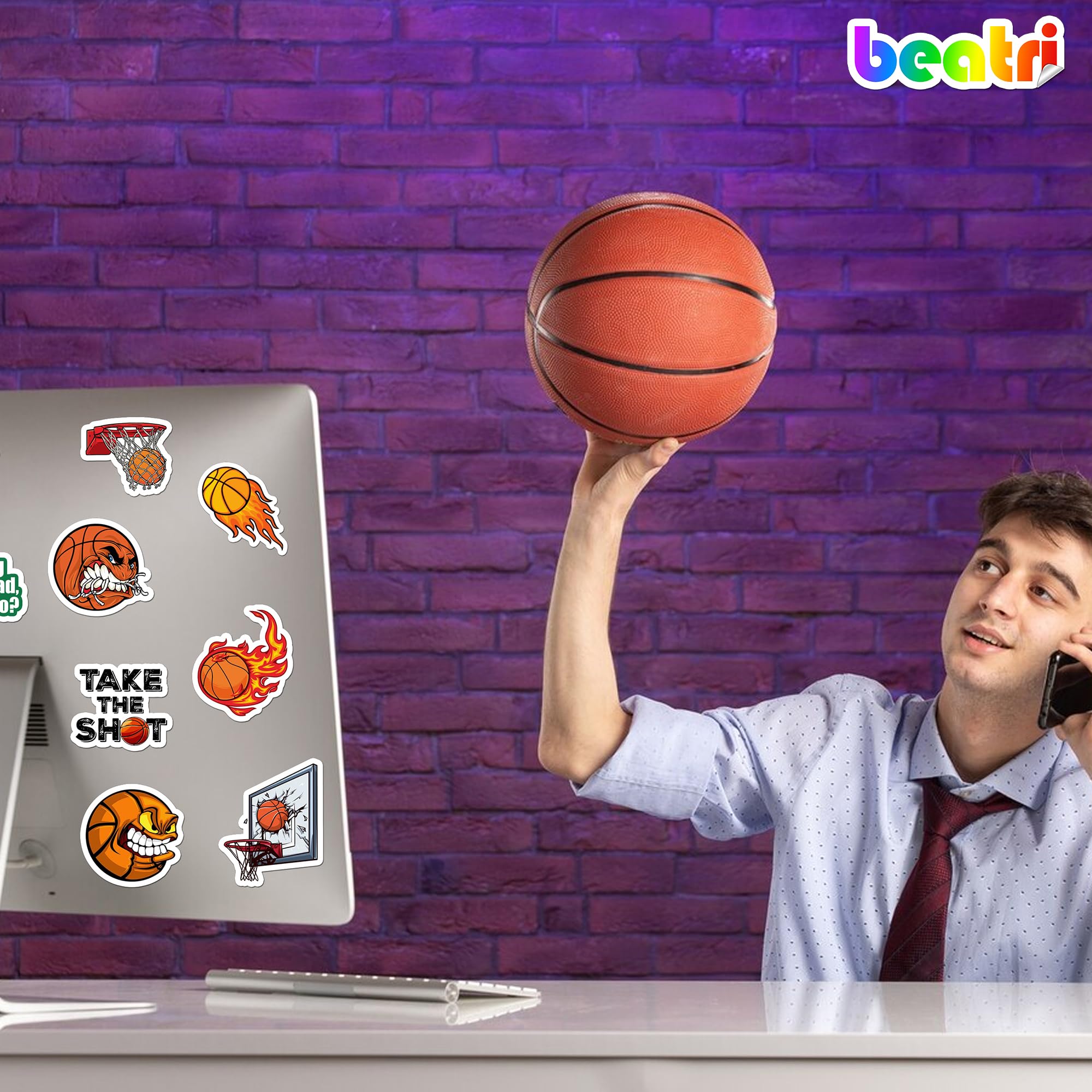 BEATRI basketball stickers brighten planners and journals with color