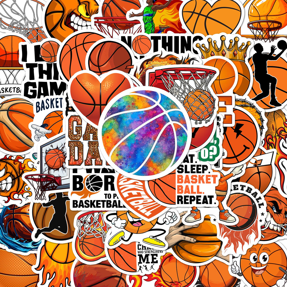 BEATRI basketball sticker set on laptop showing vibrant designs for personal style