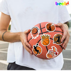 BEATRI basketball stickers on travel case for easy recognition and flair