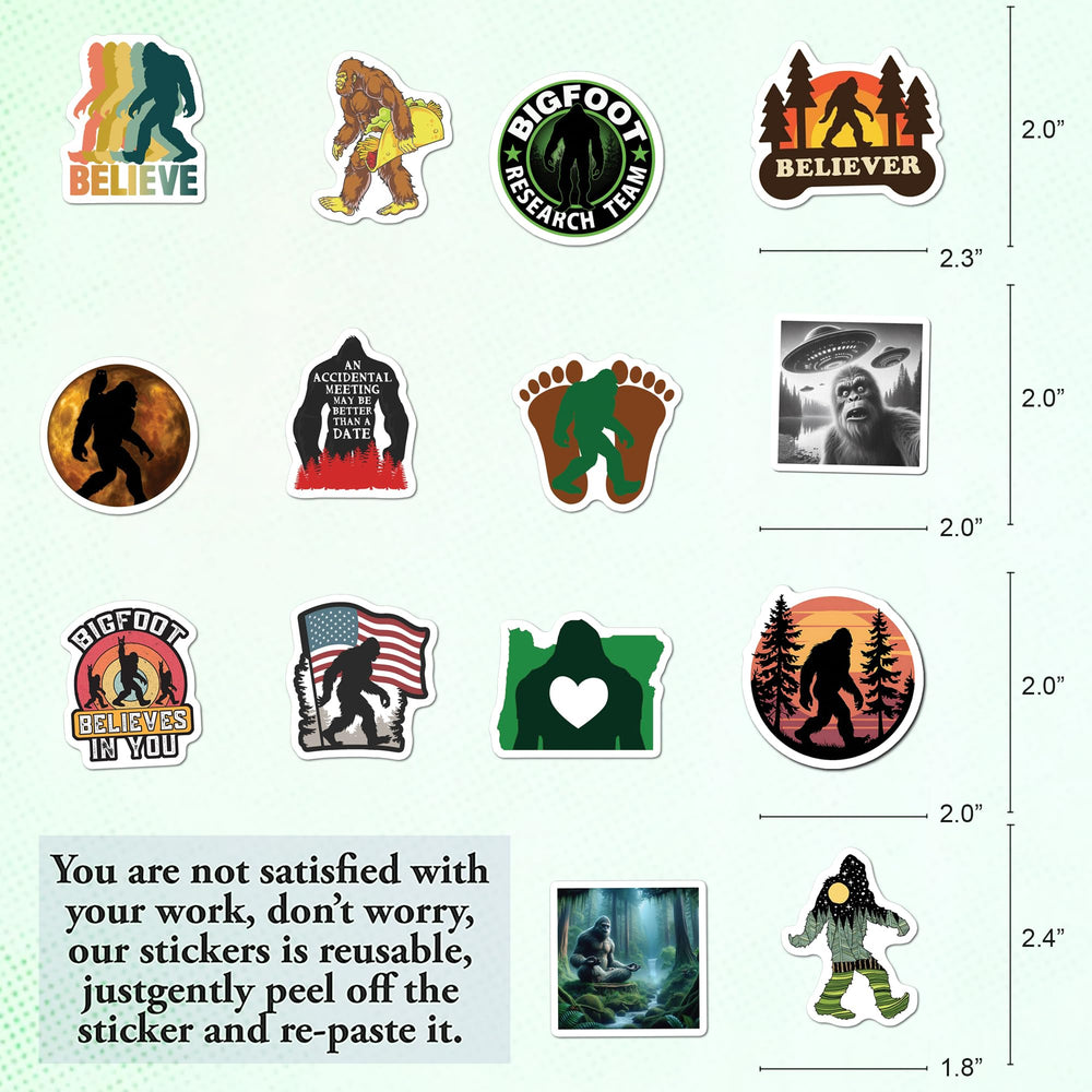 BEATRI Bigfoot stickers on a skateboard showcase vibrant designs with scratch-resistant durability.