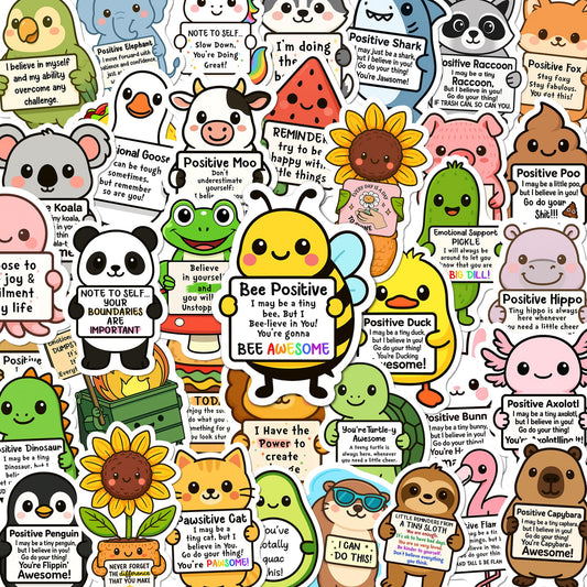 BEATRI emotional support stickers 50 pack on a laptop, waterproof and fade resistant.