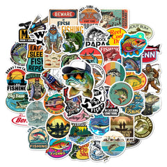 BEATRI fishing stickers 50pcs set for personalization on laptops and bottles
