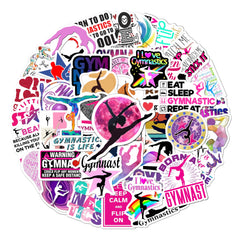 BEATRI Gymnastics Stickers 50Pcs pack on a surface for personalization and durability