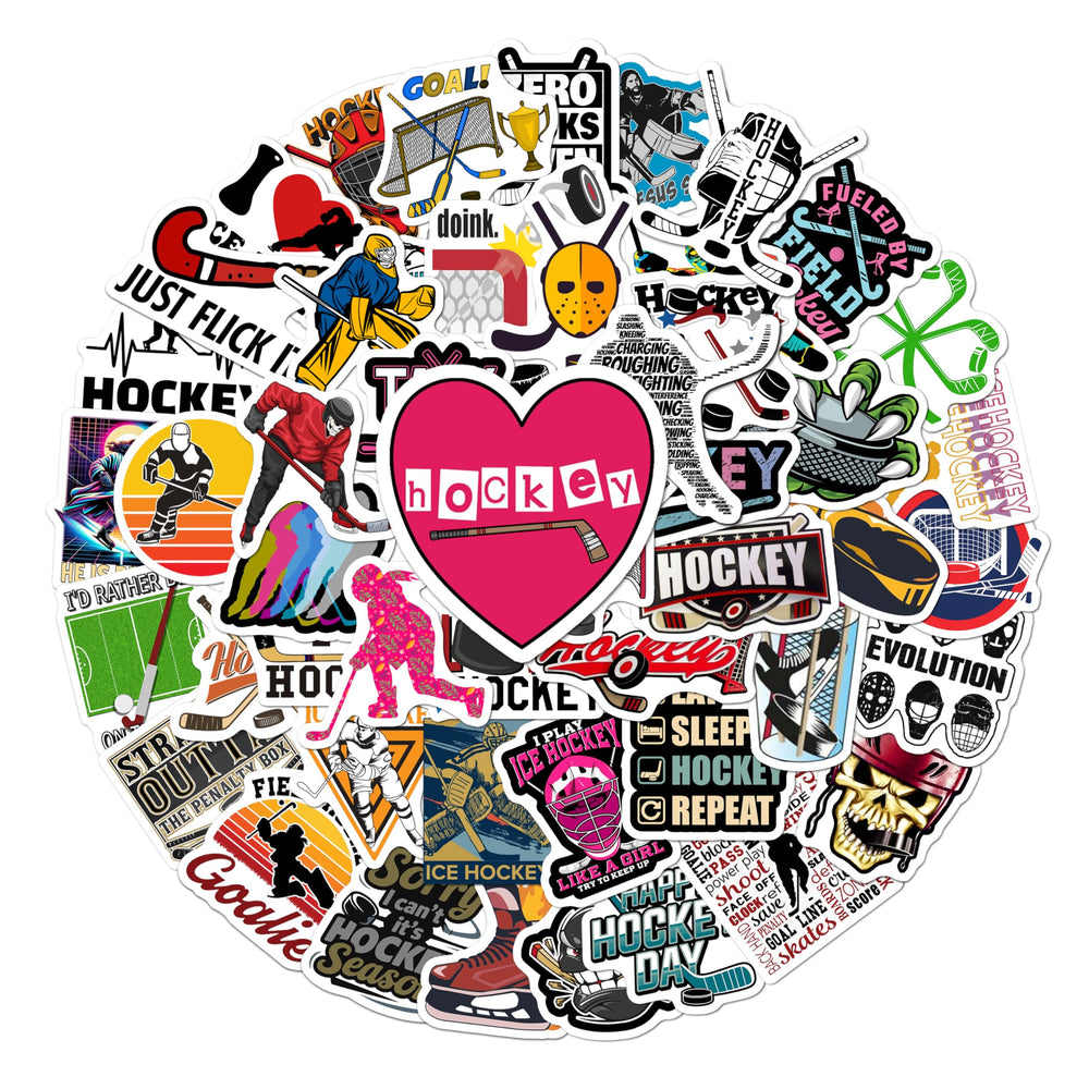 BEATRI ice hockey stickers pack cover displaying 50 unique designs for laptop customization.