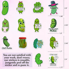 Beatri Pickle Stickers on water bottle offer waterproof, long lasting decoration