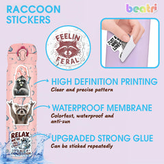 BEATRI raccoon stickers water bottle design resists fading for outdoor use