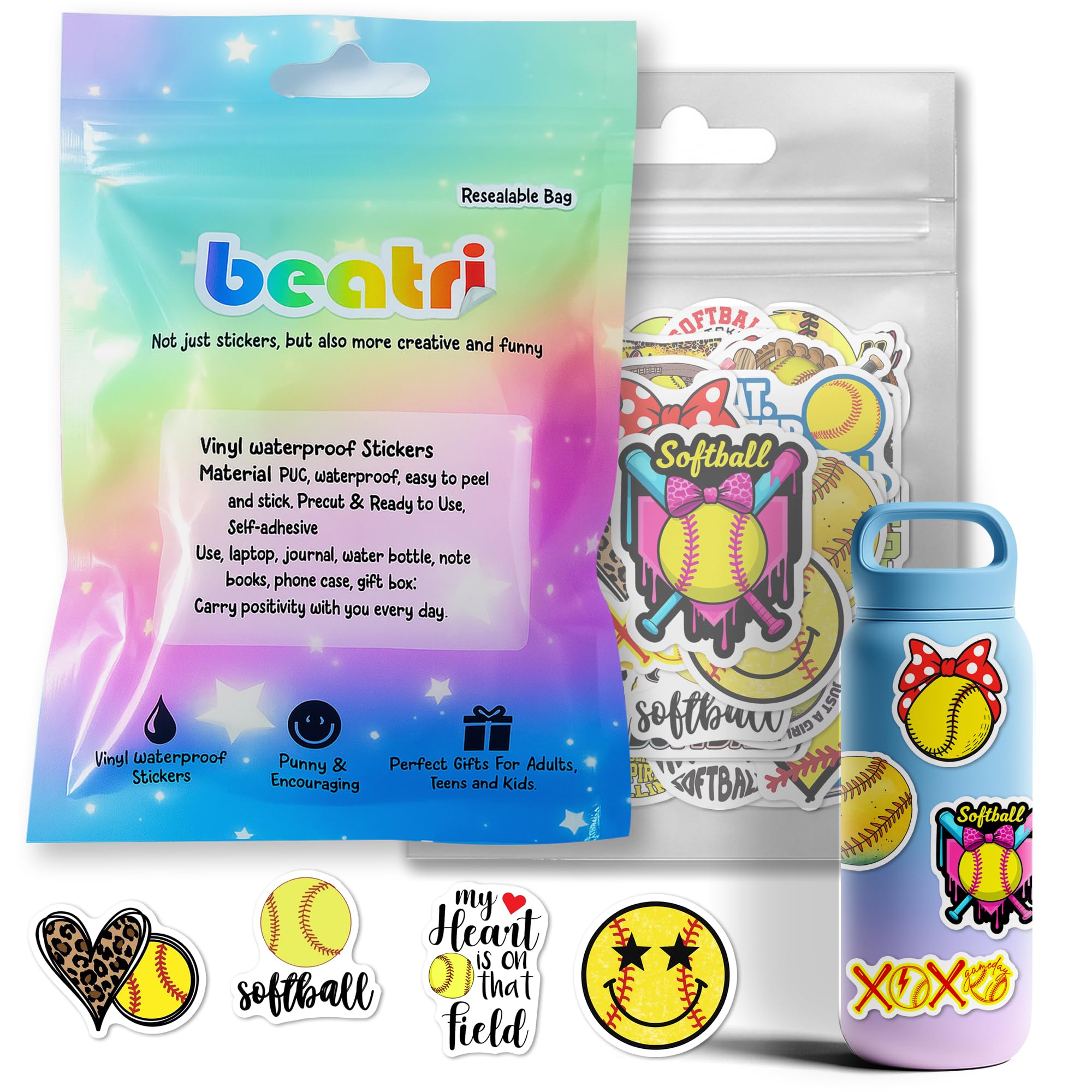 BEATRI Softball Stickers gift-ready set for party favors and celebrations