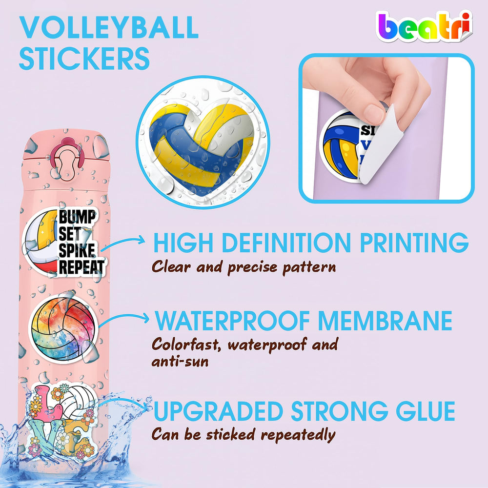 Beatri decals feature premium vinyl to resist fading on water bottles and skateboards.