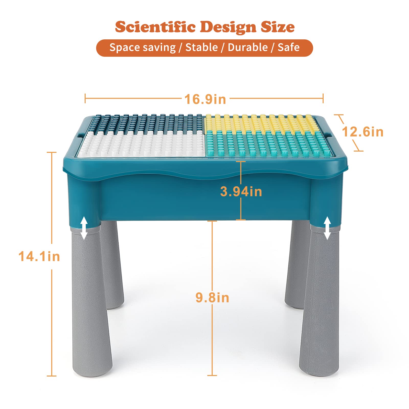 BEAURE table with convenient storage drawer keeping bricks organized