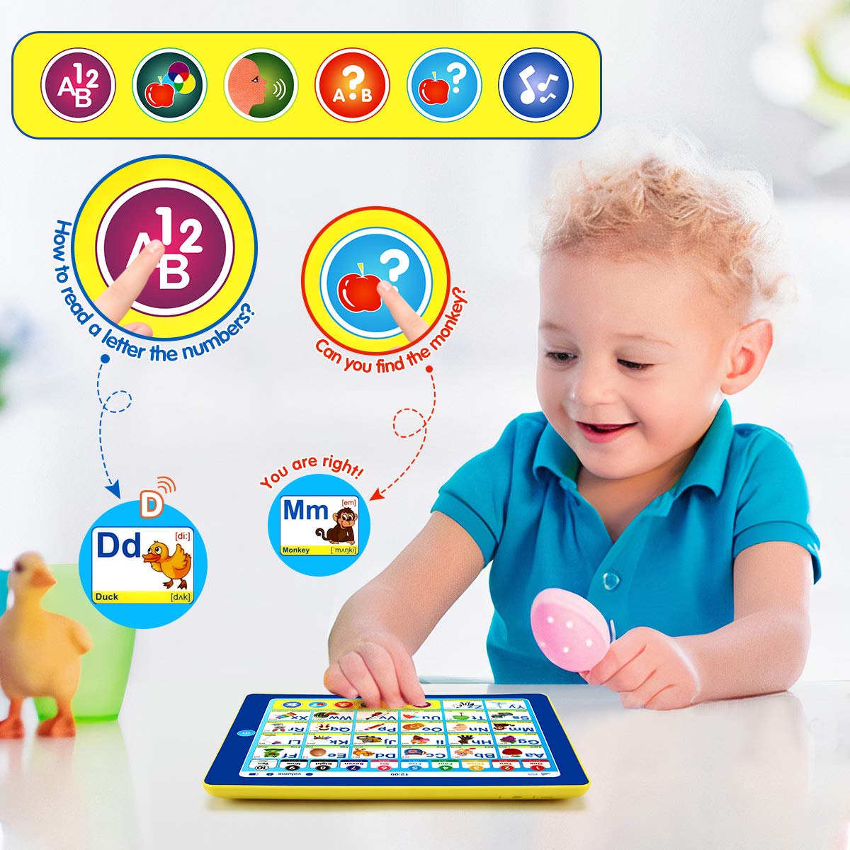 BEAURE tablet side view showing compact, kid-friendly size for small hands.