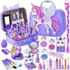 Beayuck kids makeup kit with flying horse design for imaginative play and easy storage.