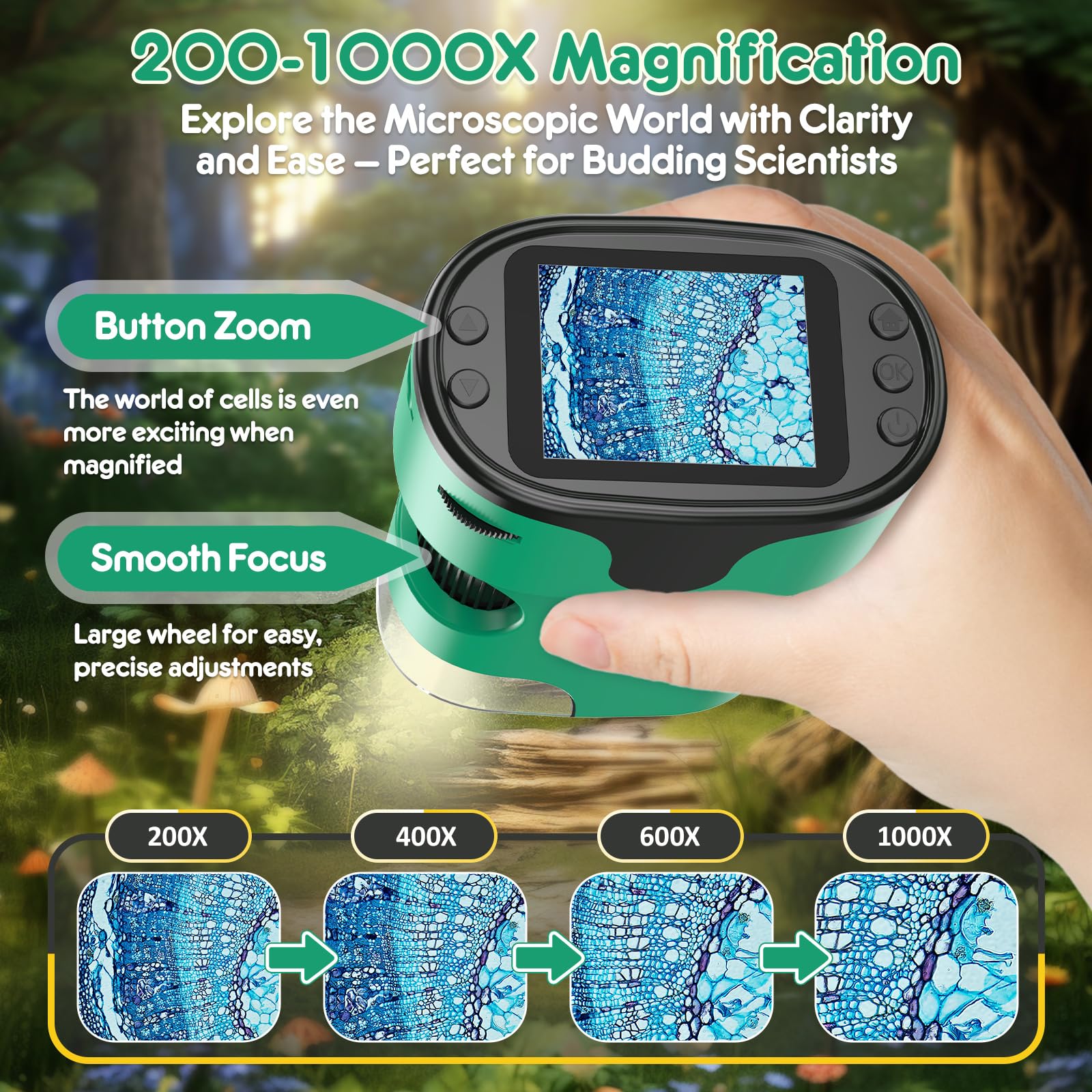 BEBANG 1000X screen closeup showing clear on device viewing for quick learning sessions