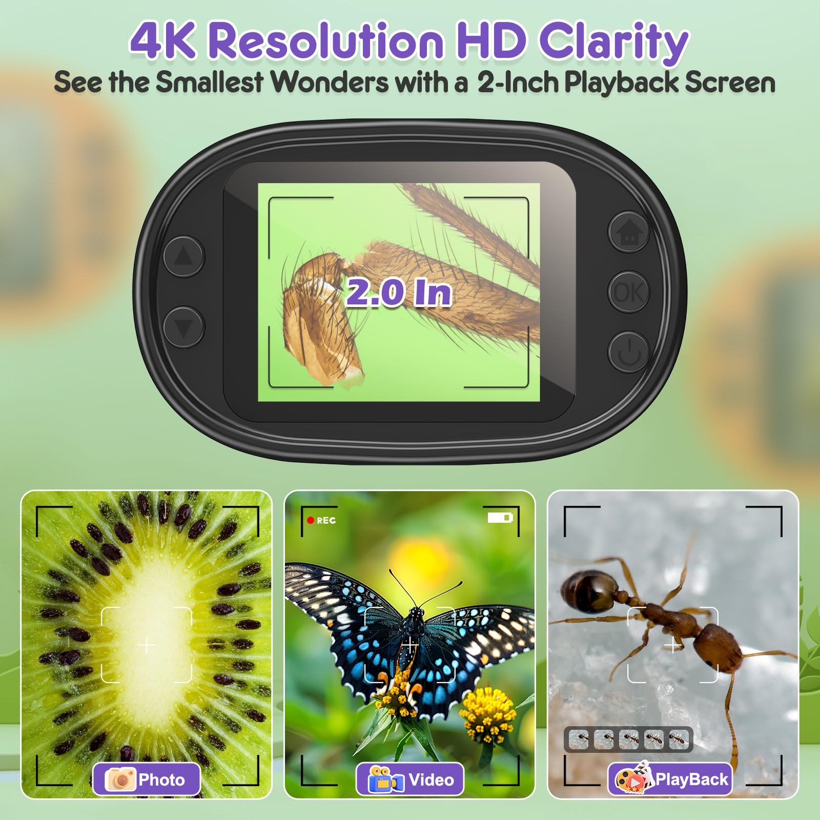 BEBANG 4K screen display provides crisp magnified views for kids