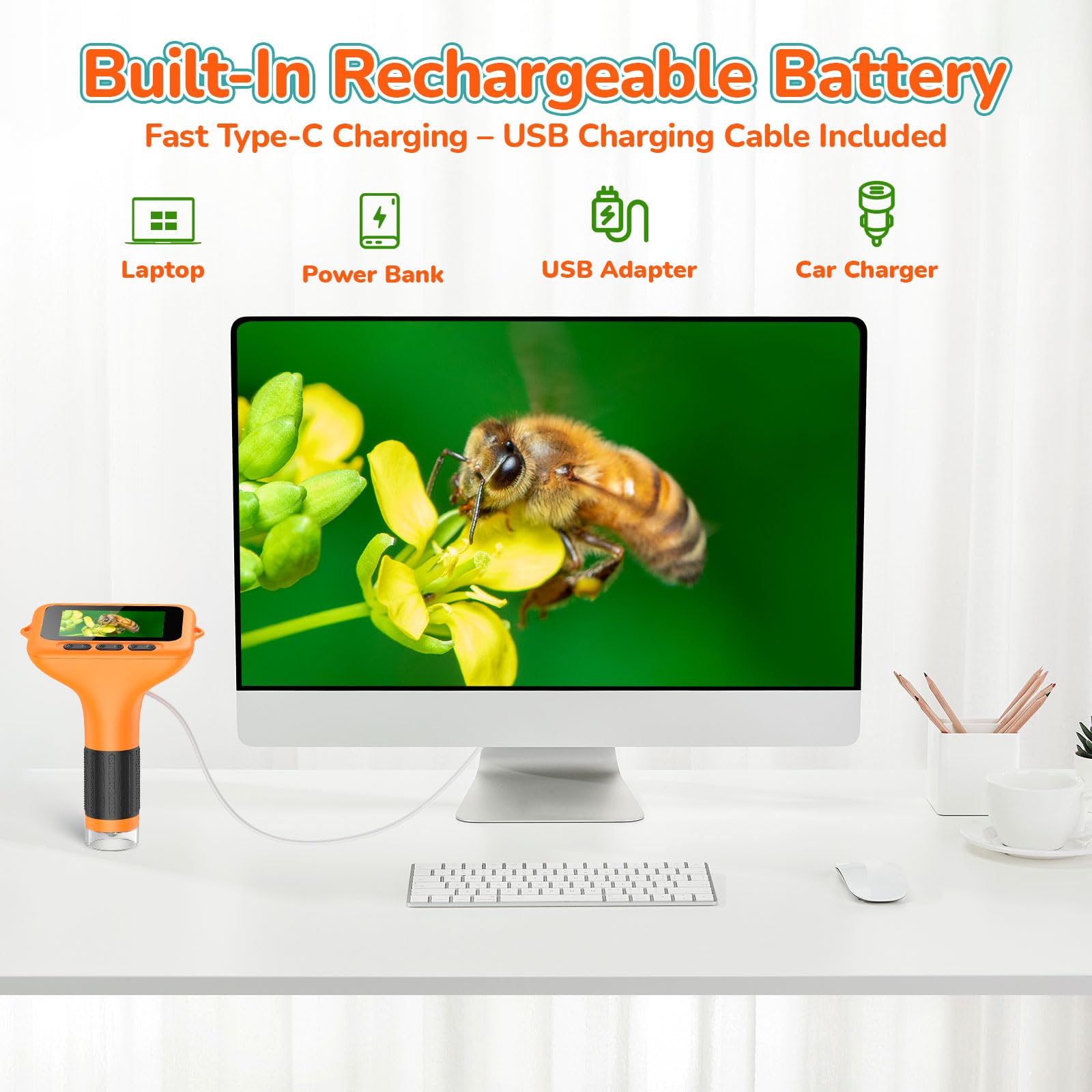 BEBANG portable pocket microscope fits in a bag for on-the-go learning.