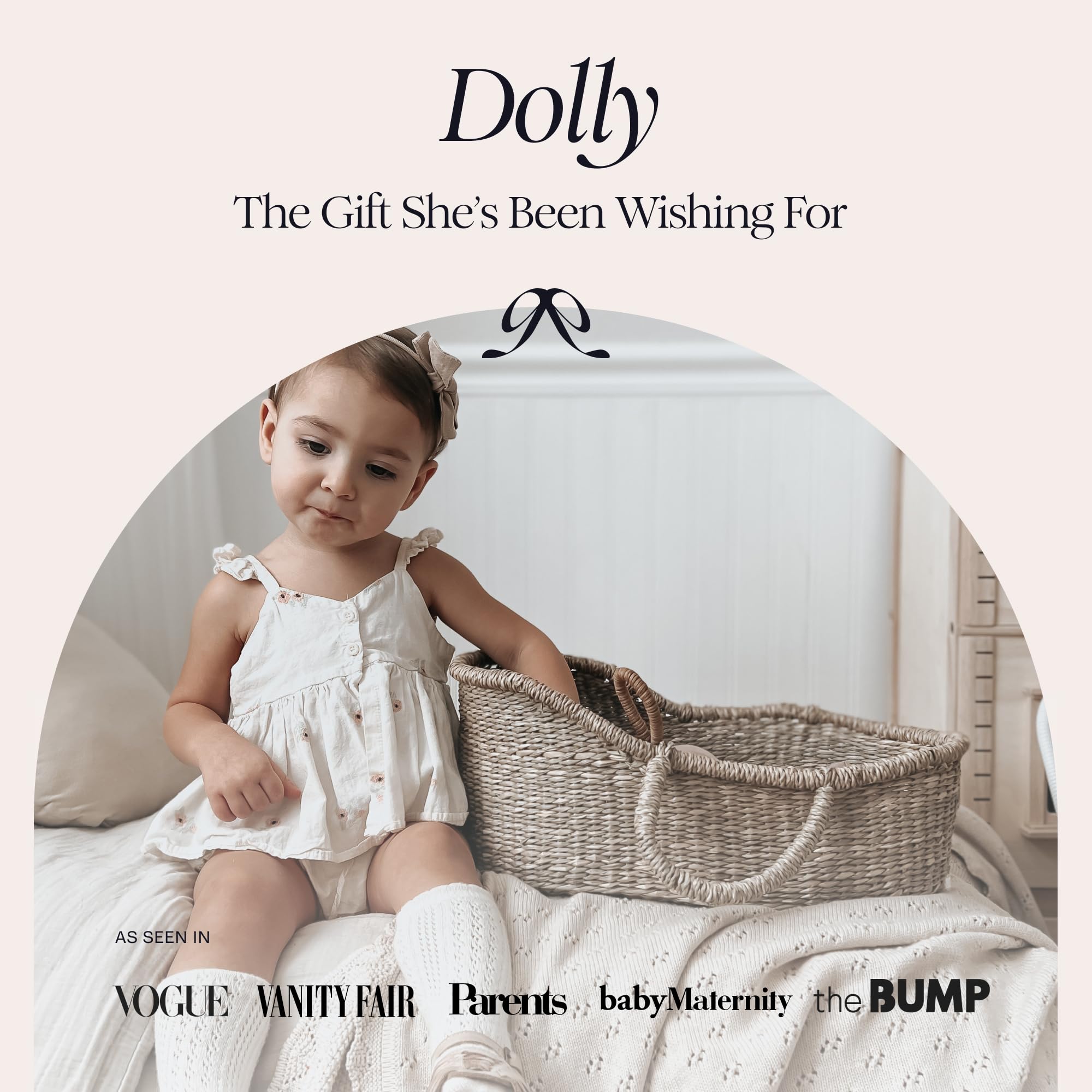 BEBE BASK handcrafted dolly basket with luxe mattress enhances doll comfort during play