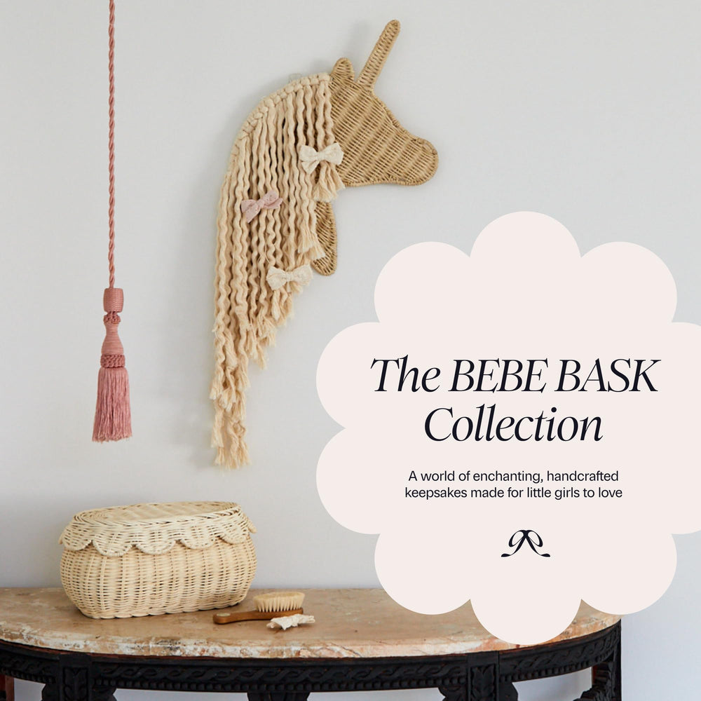 Natural seagrass finish from BEBE BASK enhances any toy collection
