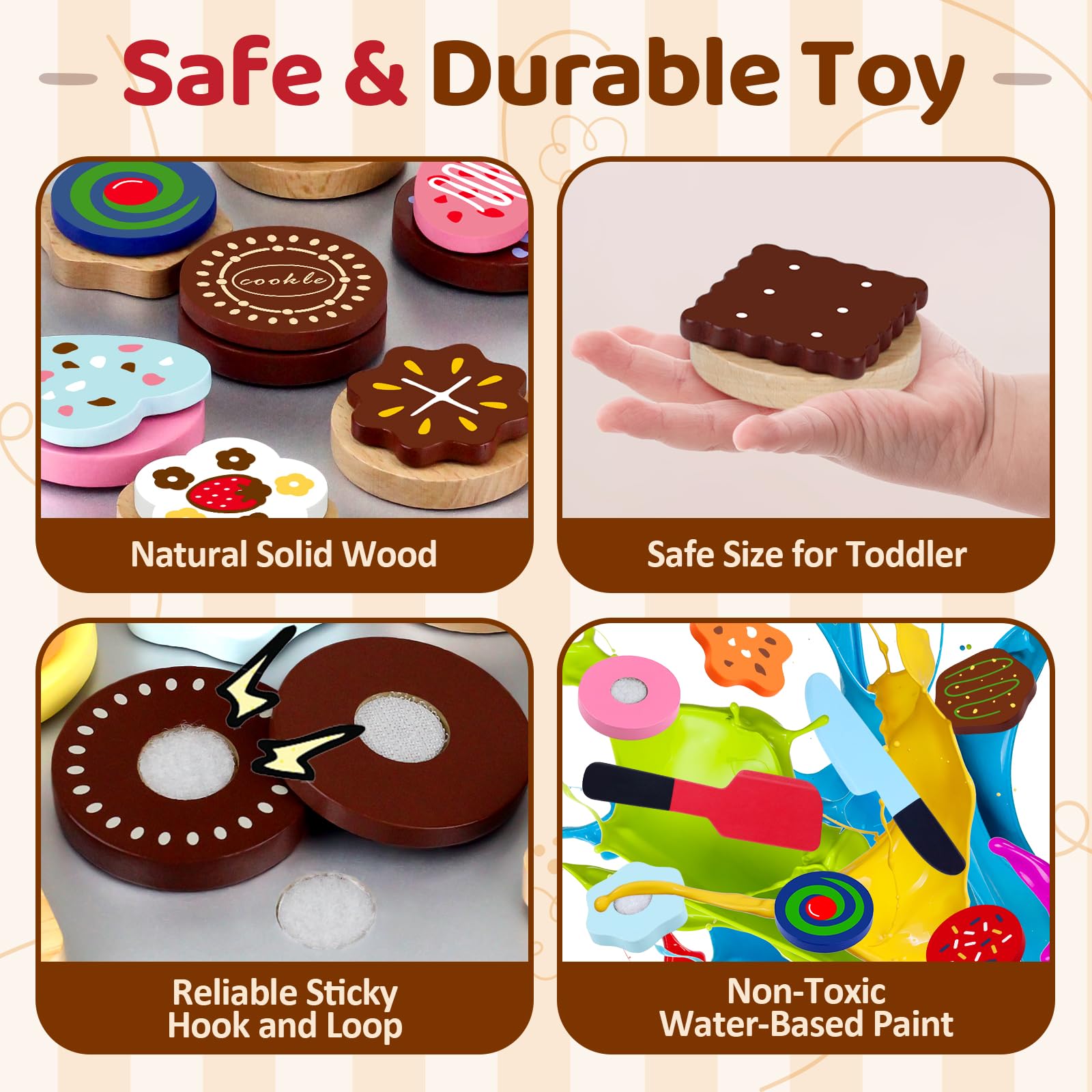 Beberolen cookie sheet organizes play food on a sturdy surface