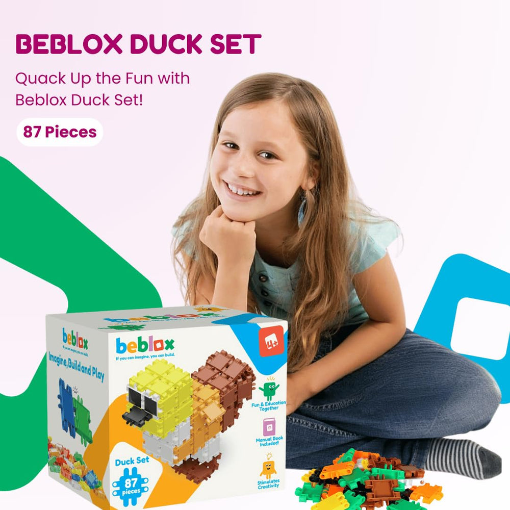 BEBLOX interlocking tiles allow kids to create and connect shapes with satisfying snaps