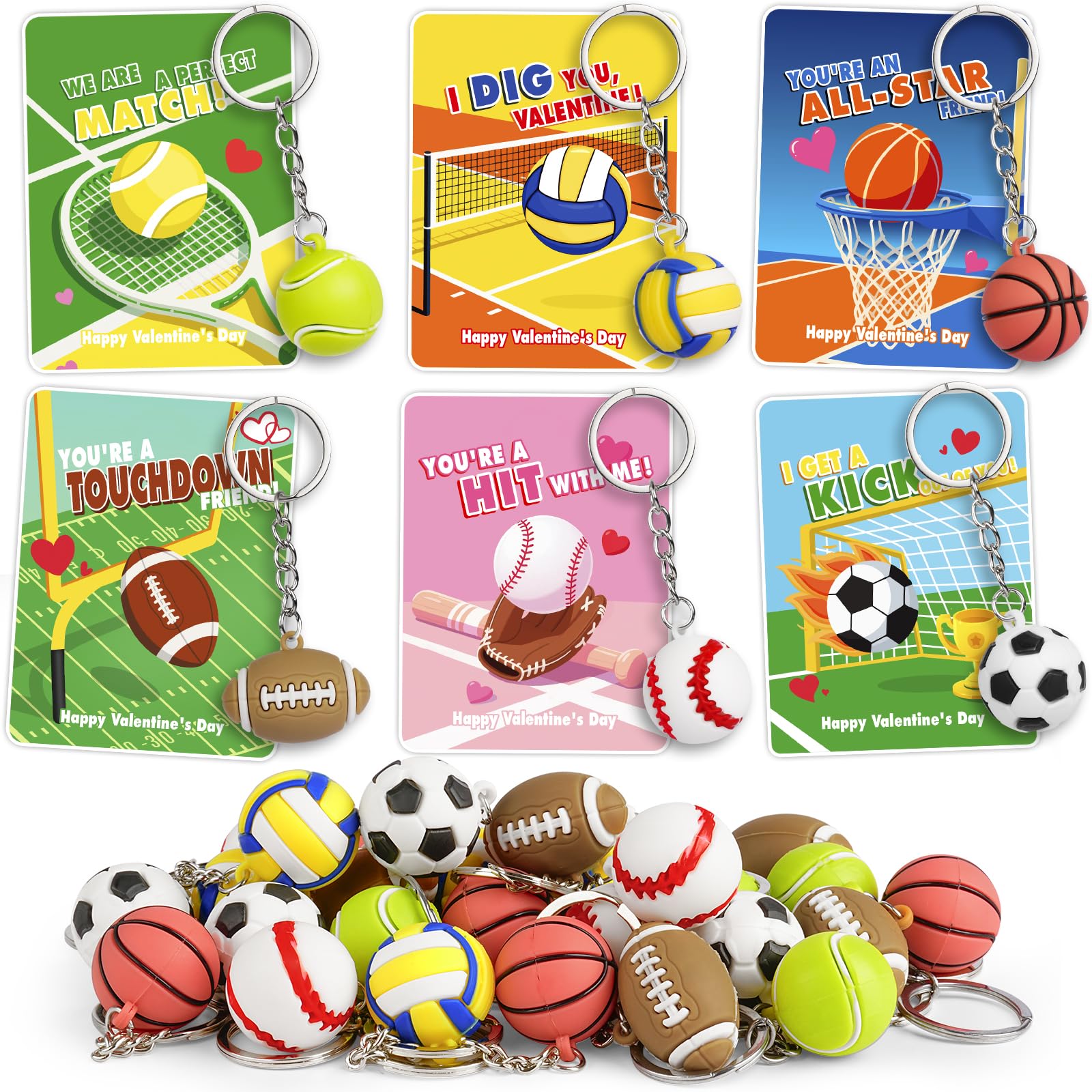 BebouToye 3D PVC sport ball keychain, durable and great for backpacks.