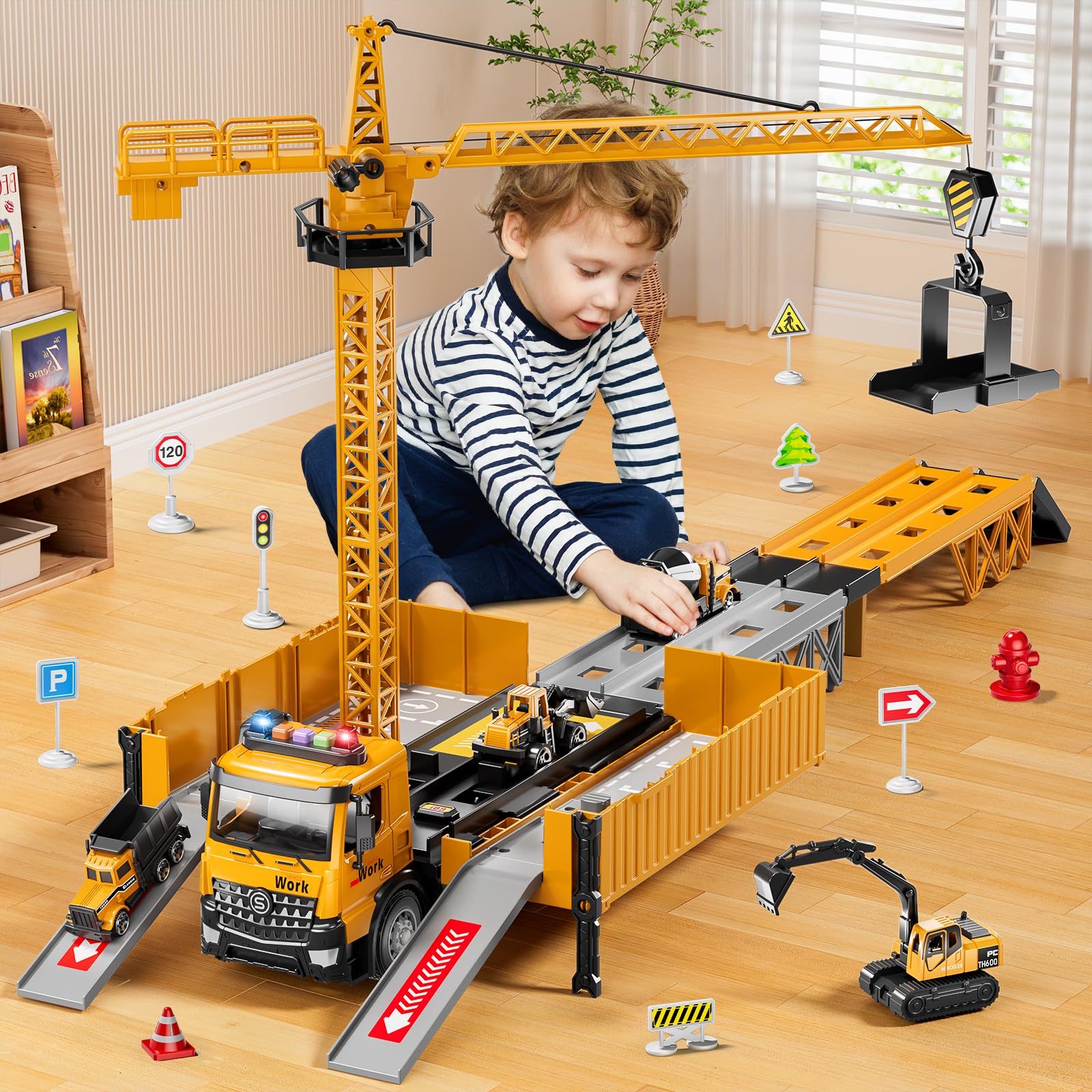 Beby Buty Construction Truck Set image showcasing realistic sounds for immersive pretend work.