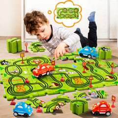Beby Buty puzzle track car set easy assembly and compact storage.