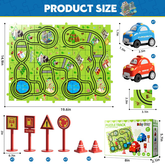 Beby Buty puzzle track cars playset enabling smooth car gliding along grooved routes