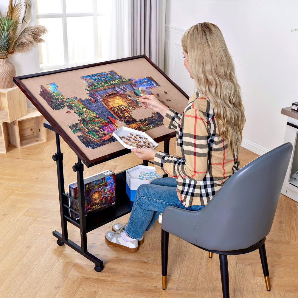 Becko US enclosed puzzle mat protects pieces when paused.