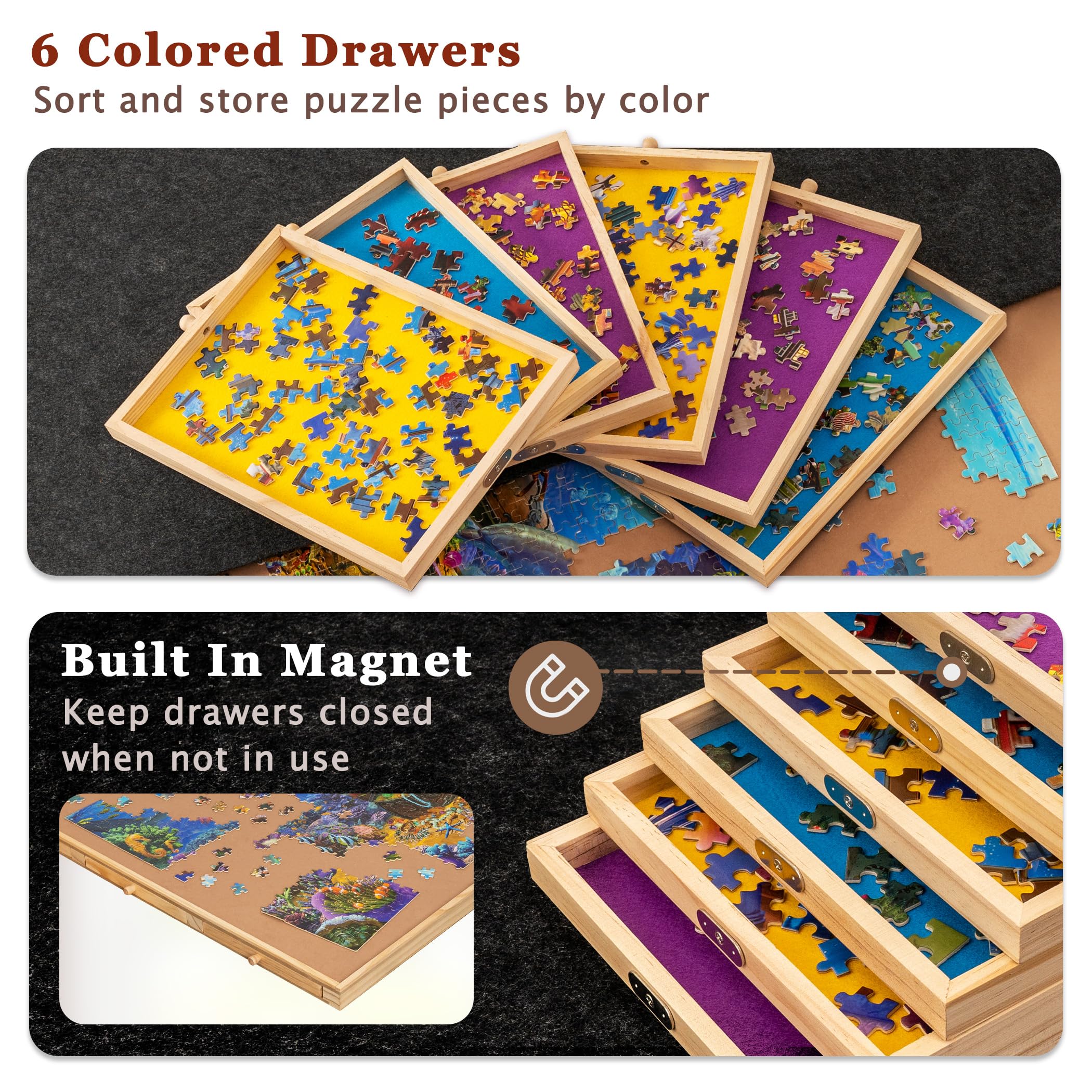 Becko US magnetic drawer closures keep pieces secure when not in use.
