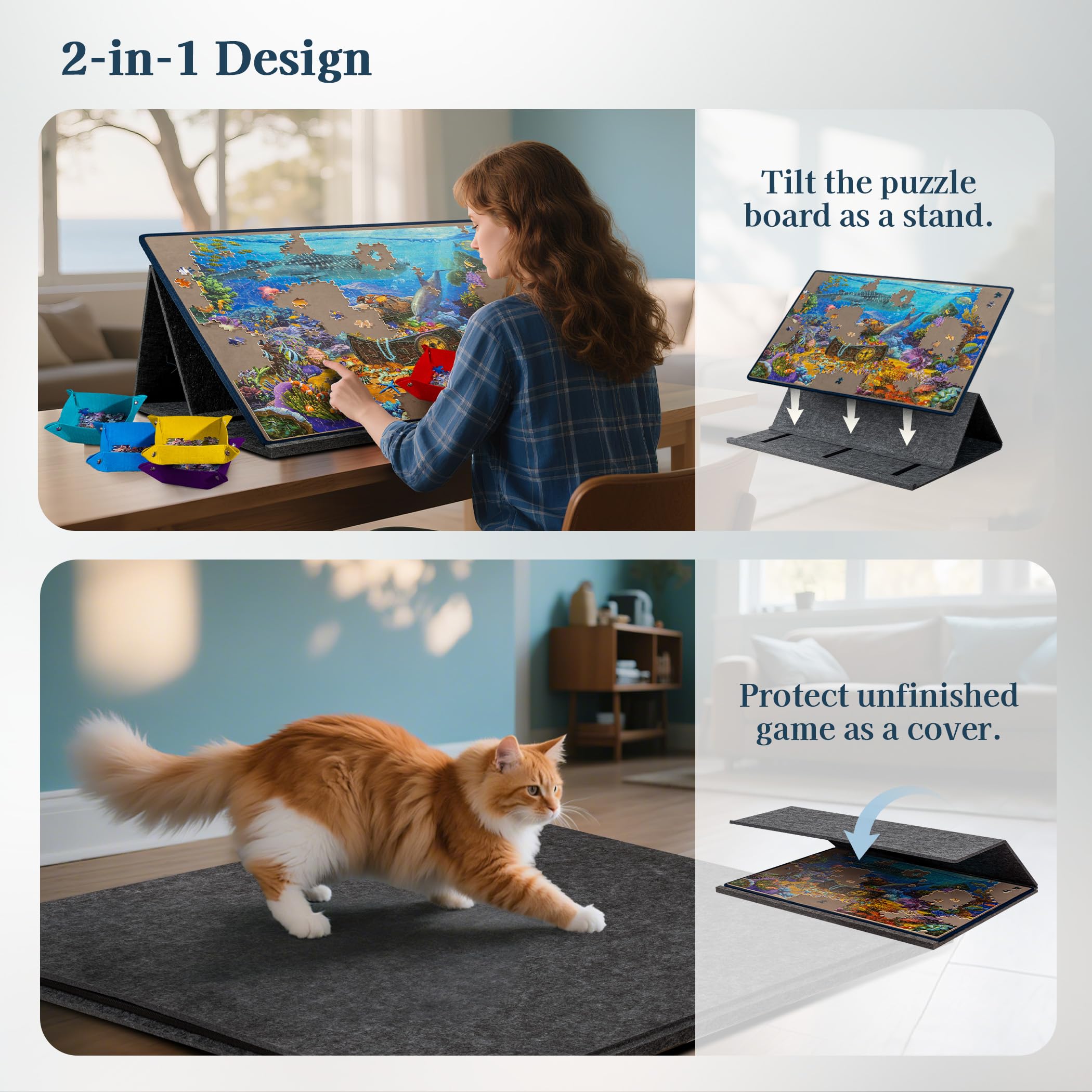 Becko US non-slip grip keeps pieces secure while the board tilts
