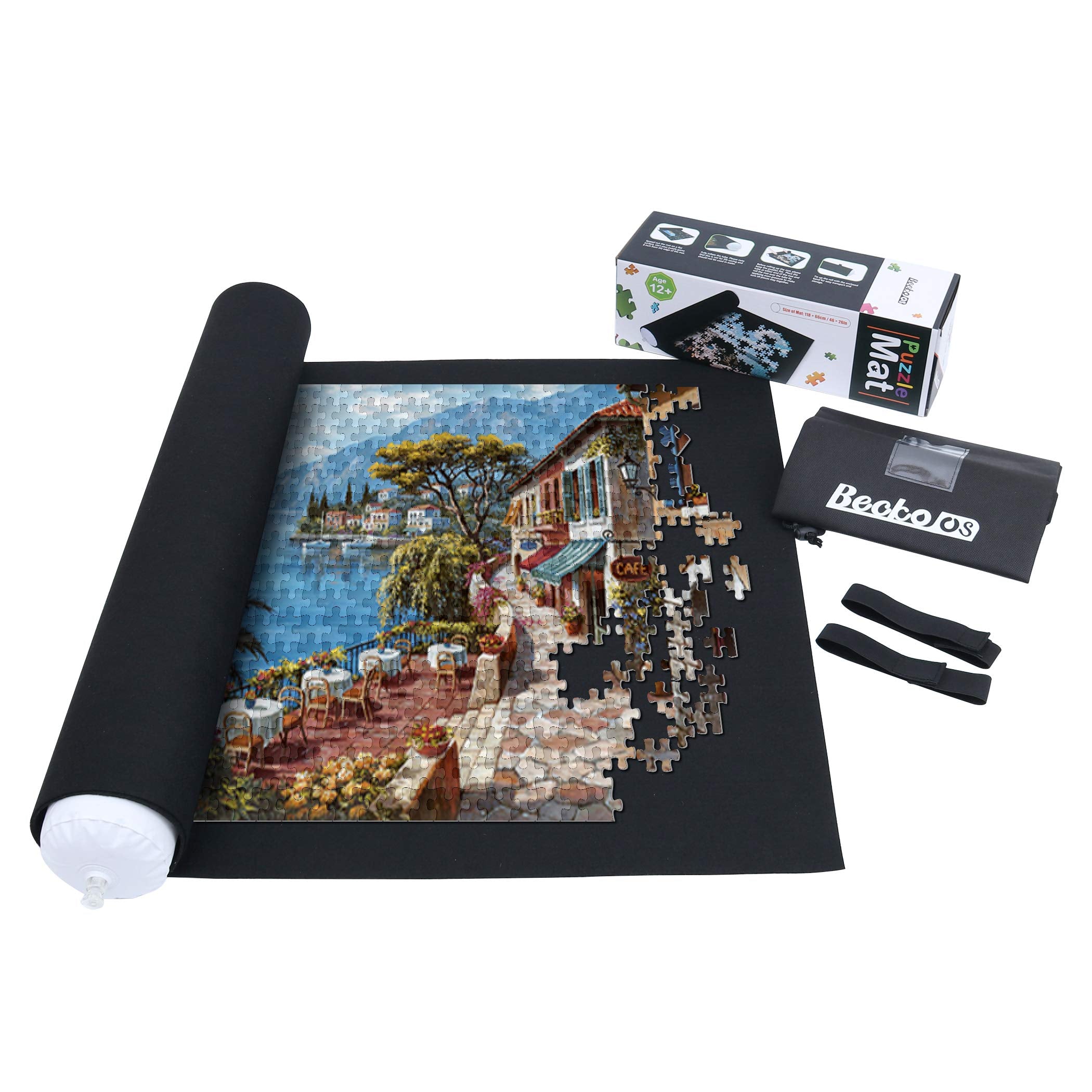 Becko US puzzle mat roll-up laid flat for easy setup and transport.
