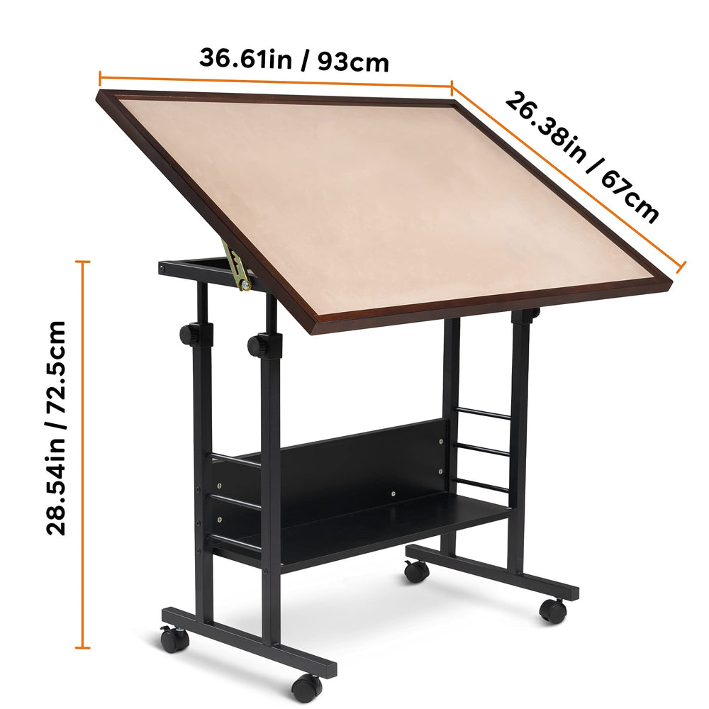 Becko US puzzle table storage shelf shown with trays and accessories.