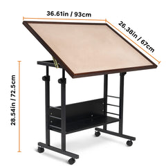 Becko US puzzle table storage shelf shown with trays and accessories.