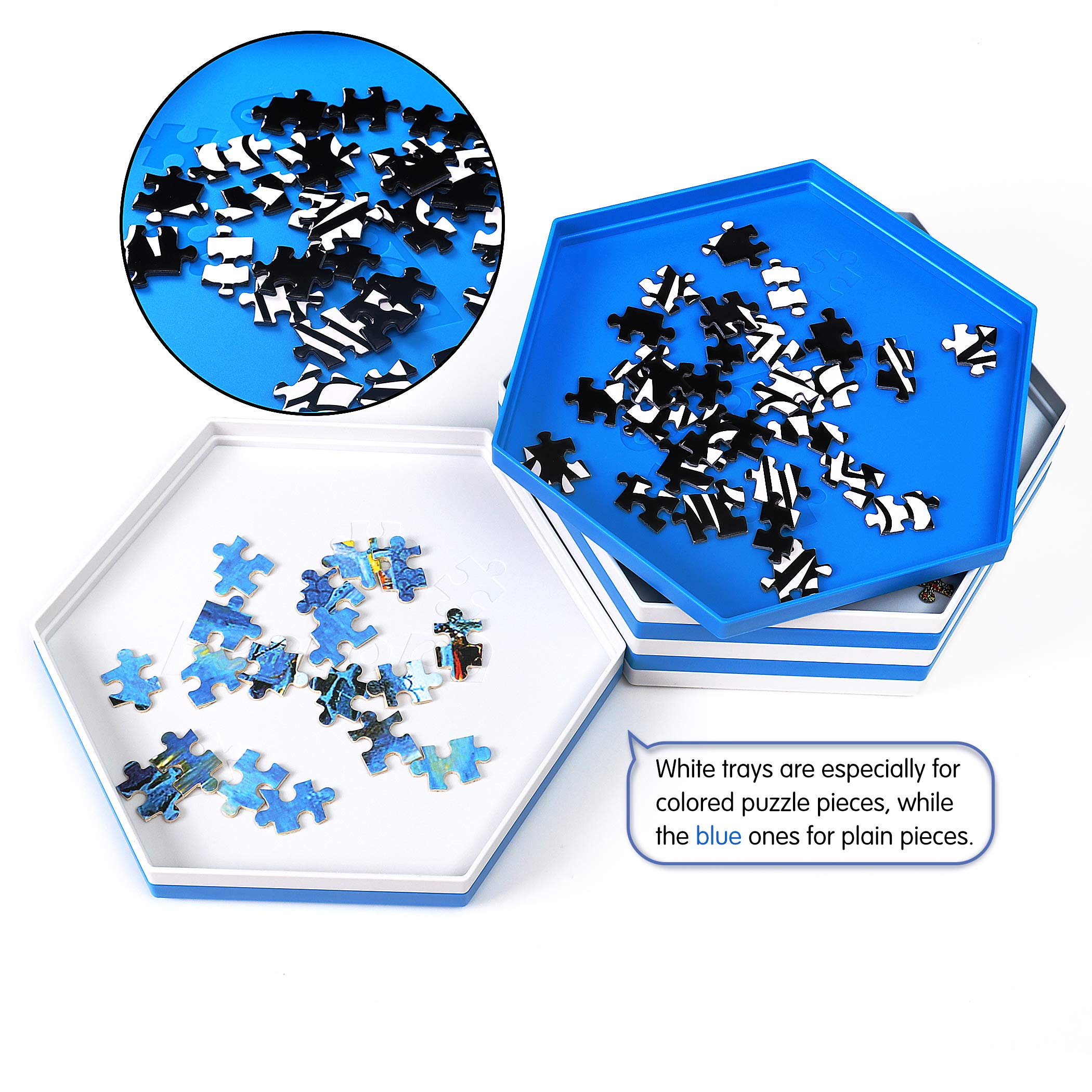 Becko US color sorting demo with white and blue trays