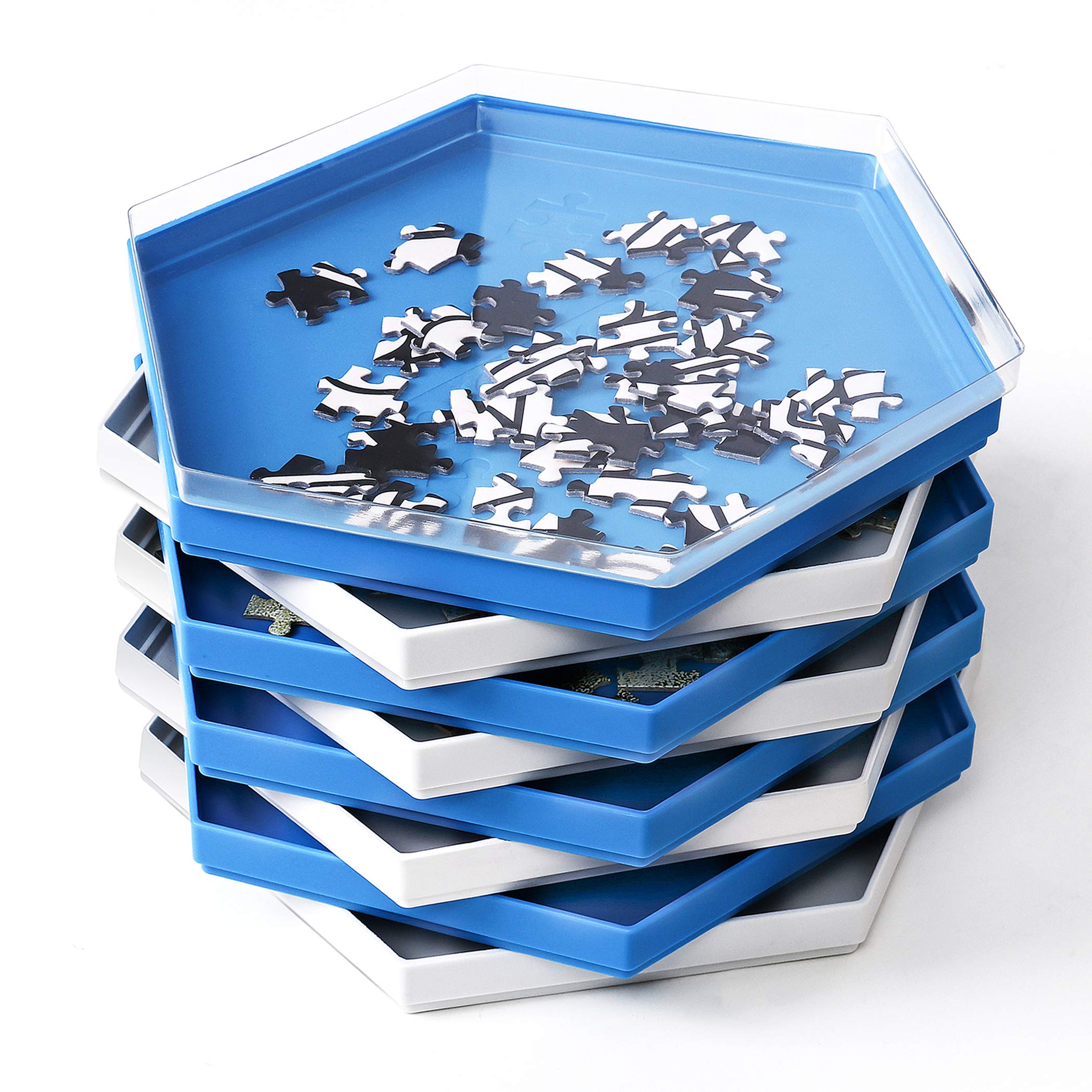 Becko US hexagonal white puzzle trays for color-based sorting