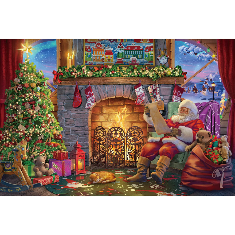 Becko US Santa Claus at Fireplace puzzle image for cozy family evenings