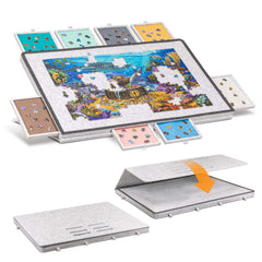 Becko US tilting puzzle board with lid closed protects puzzles during storage