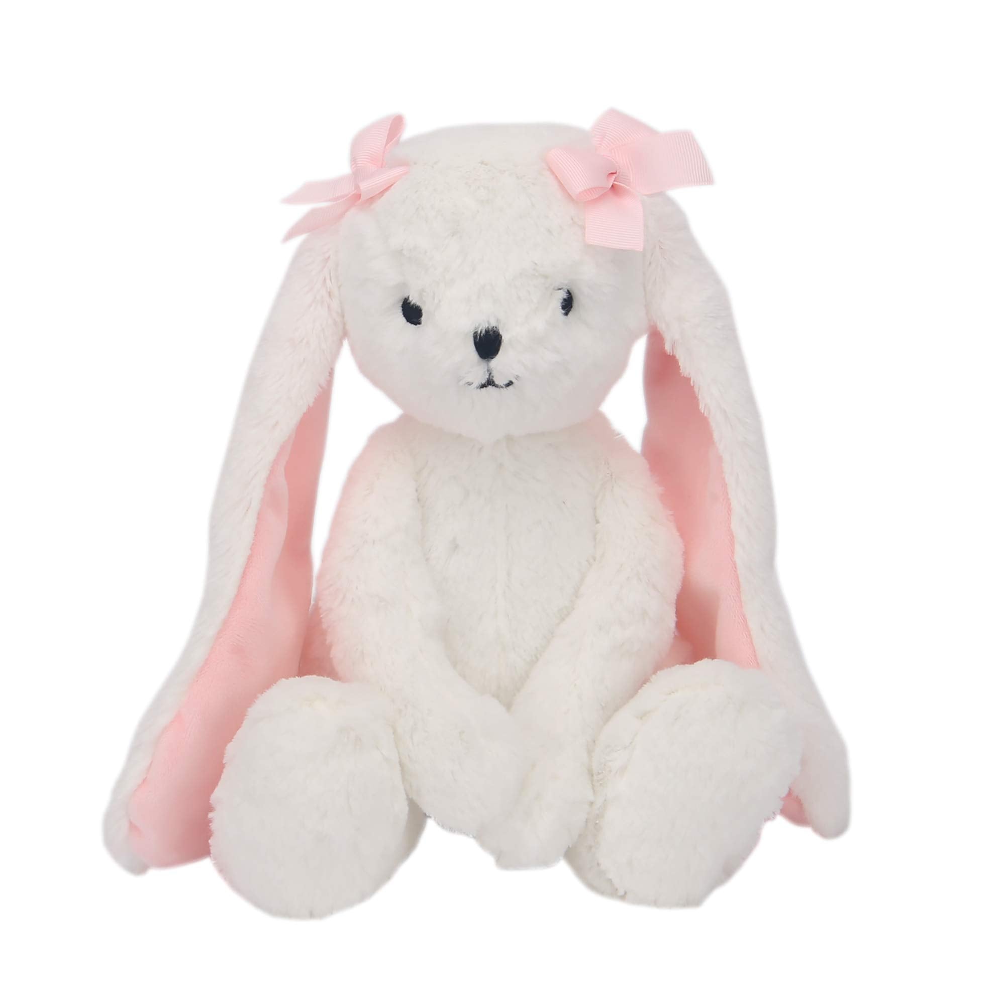 Bedtime Originals Snowflake plush bunny in full-length cuddle form for gentle bedtime cuddles.