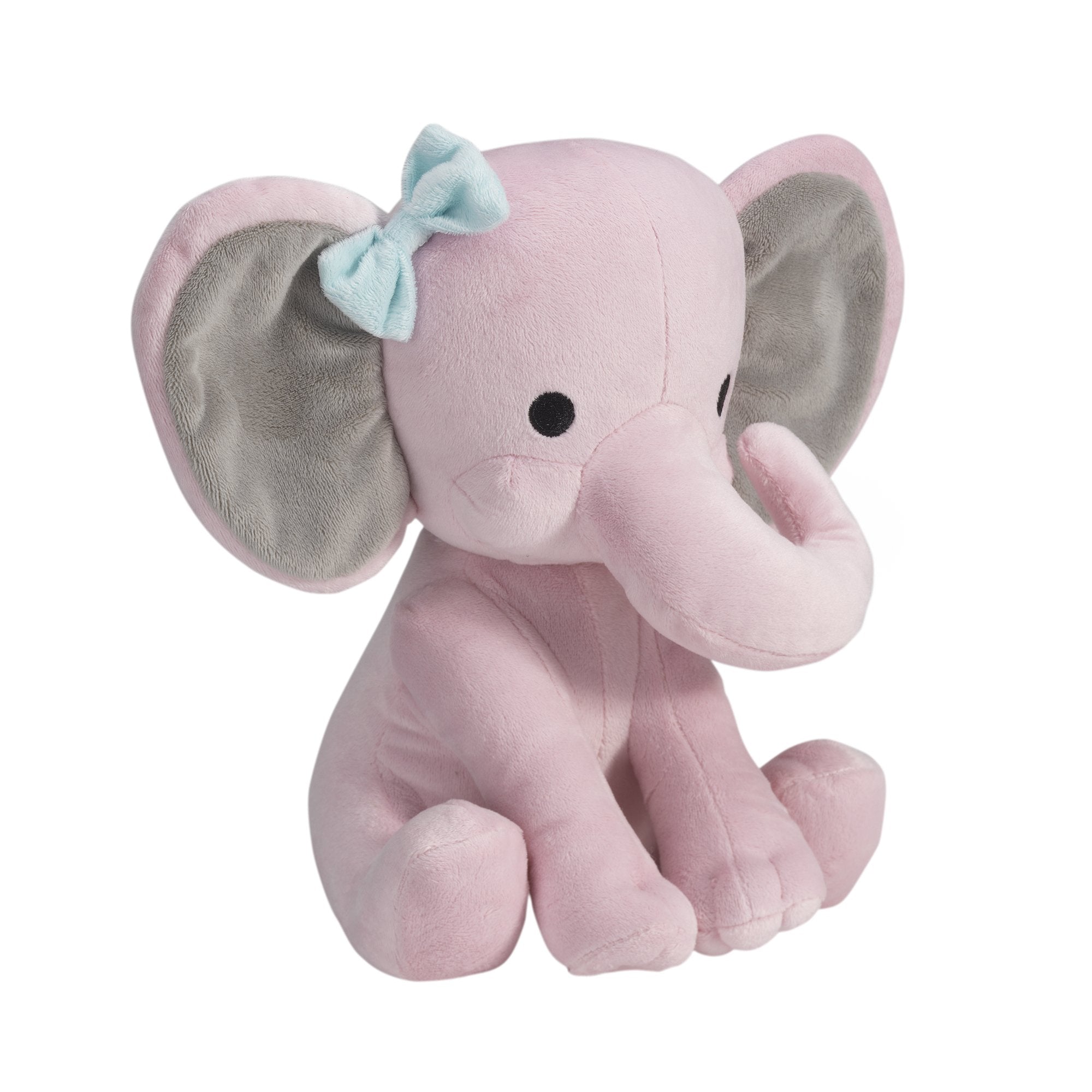 Bedtime Originals Hazel pink elephant plush, side view, cozy hug for nap time and comfort