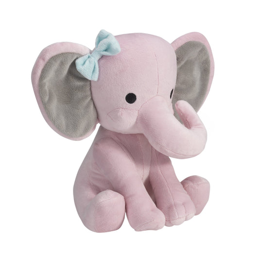 Bedtime Originals Hazel pink elephant plush, side view, cozy hug for nap time and comfort