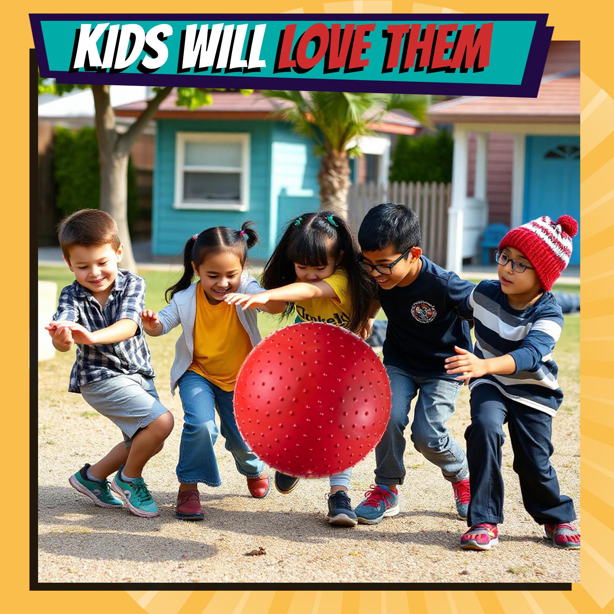Bedwina blue 18 inch knobby sensory ball ideal for tossing and catching.
