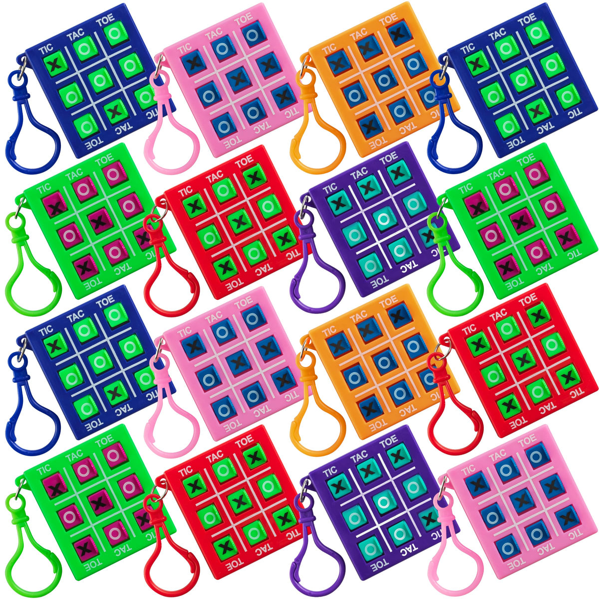 Bedwina 24-pack tic tac toe keychain set for travel and prizes