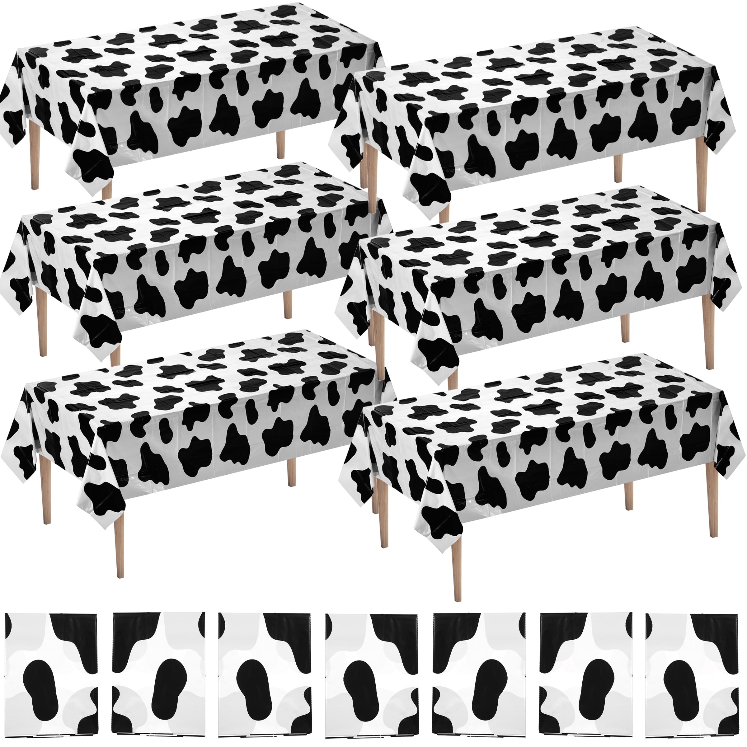 Bedwina Cow Print Tablecloth Pack of 6 covers tables with a bold, festive cow pattern.