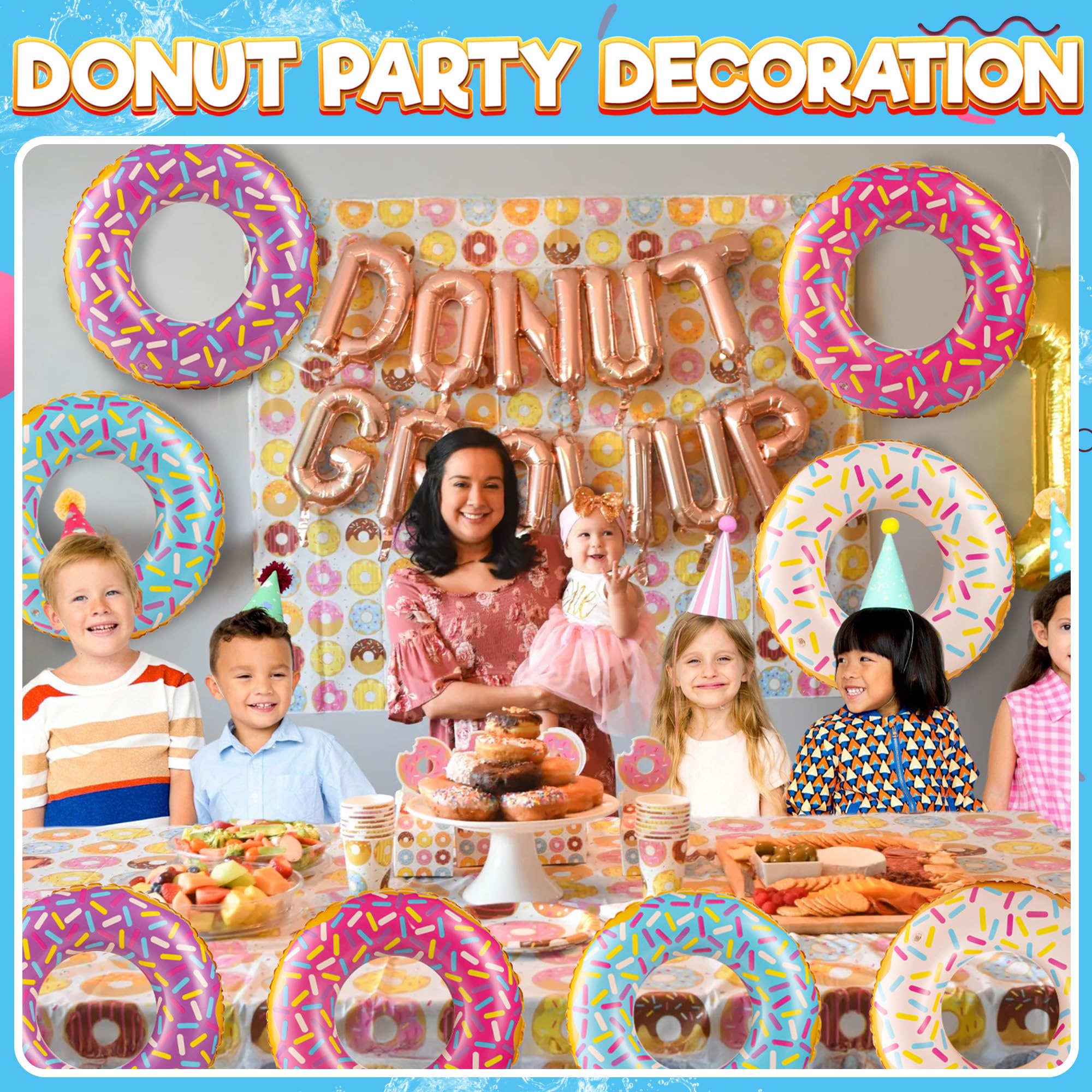 Bedwina inflatable donut pool float in white with sprinkles, great for photo-worthy summer moments.