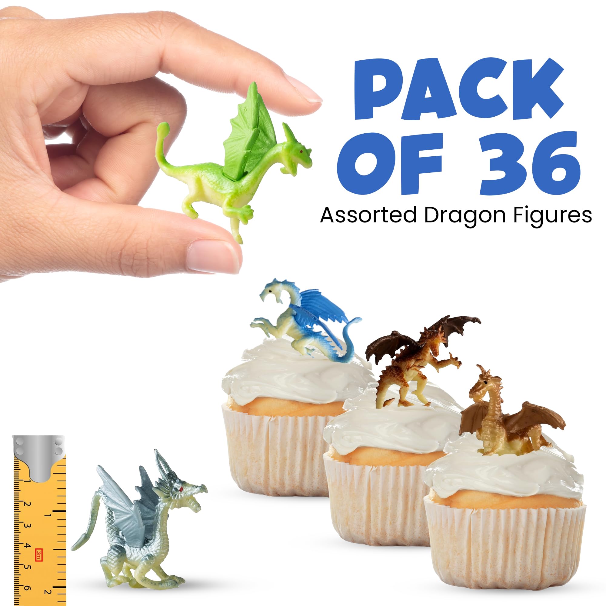Bedwina dragon toy figure 2-inch size ideal as cupcake toppers and imaginative play.