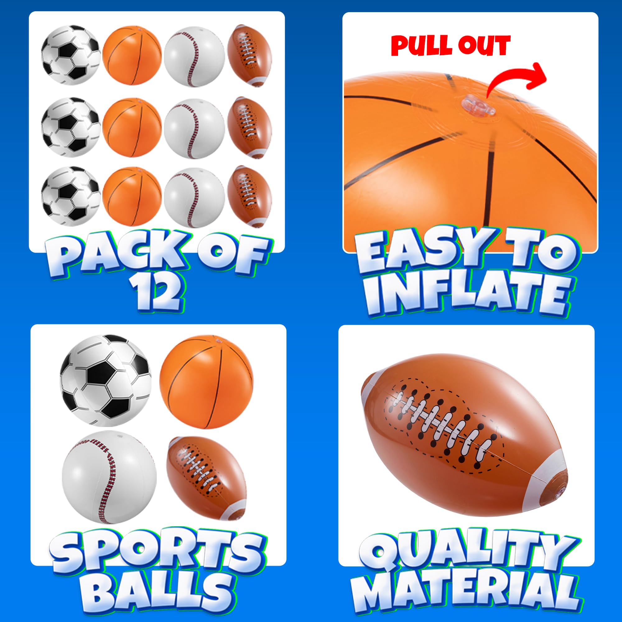 Bedwina easy-inflate valve beach ball for fast setup and hours of fun.