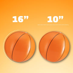 Bedwina inflatable basketball in pool water, stays aloft for hours of play.