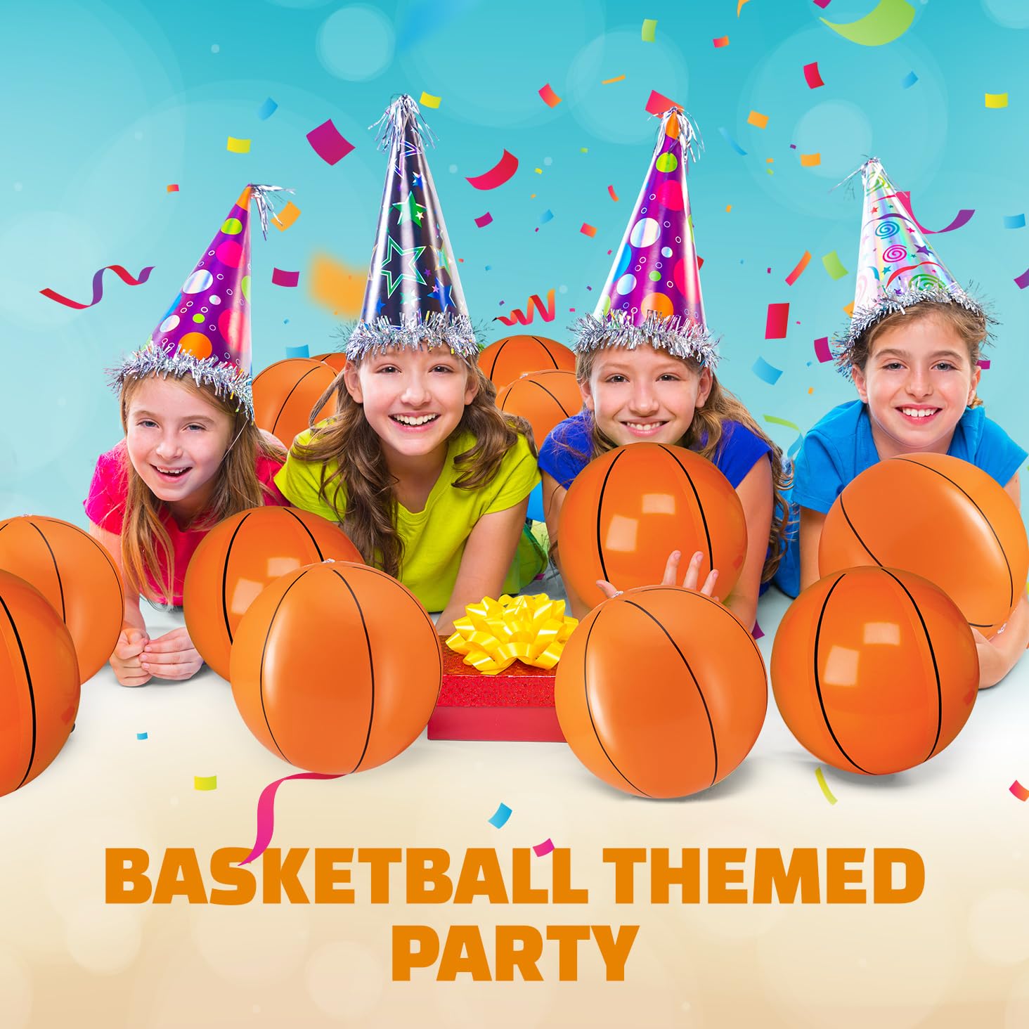 Bedwina inflatable basketball packaging image, ready to gift as party favors.