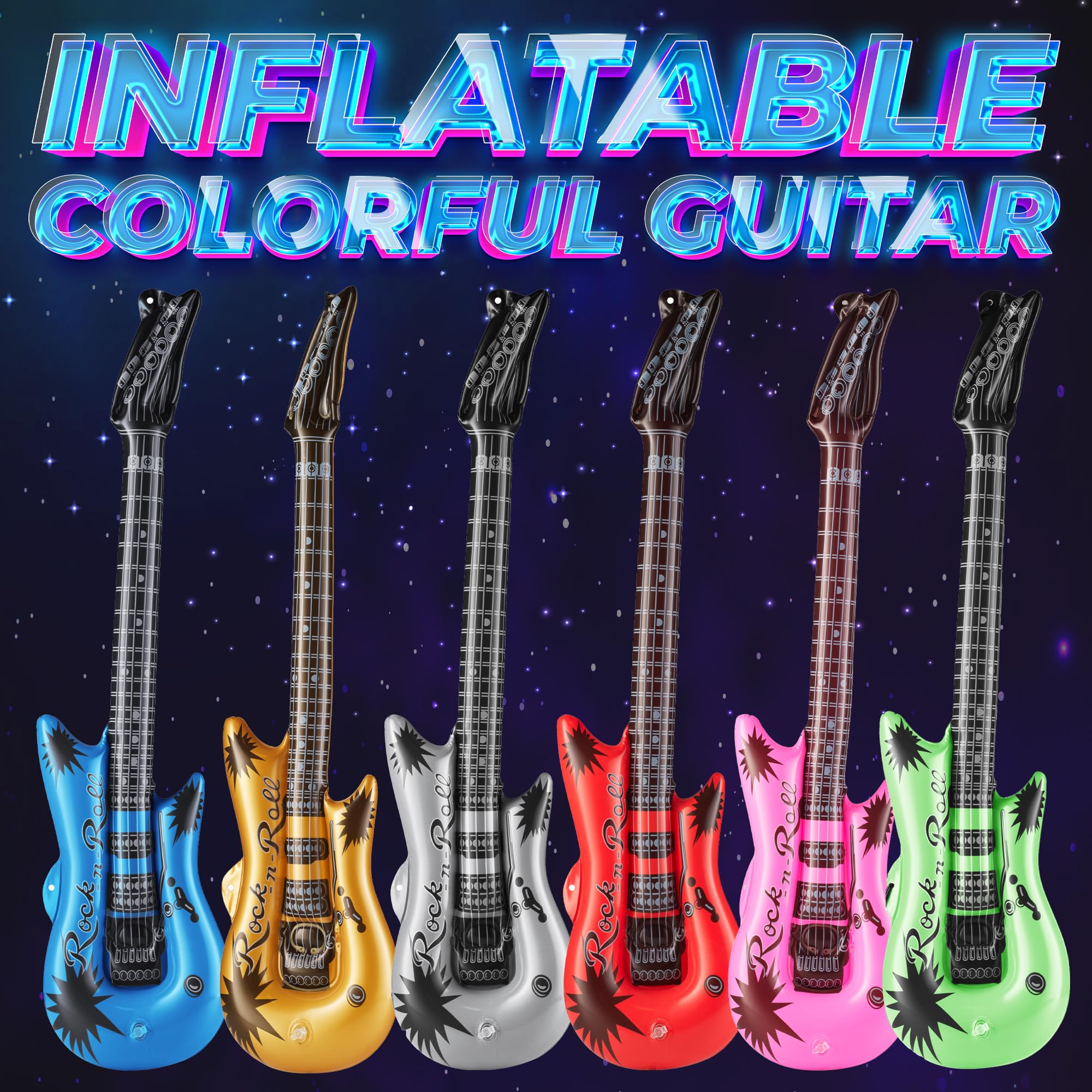 Bedwina rockstar event decor inflatable guitars create a lively stage vibe
