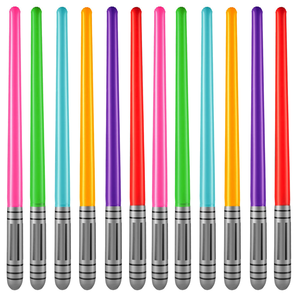 Bedwina inflatable light sabers in yellow neon for festive battles and photo props.