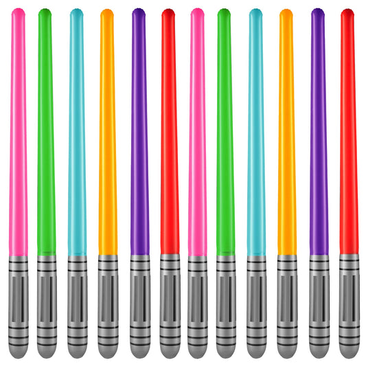 Bedwina inflatable light sabers in yellow neon for festive battles and photo props.